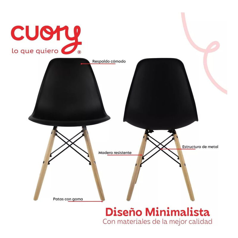 Silla De Comedor Eames Negro Cuory image number null