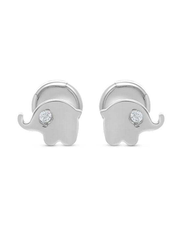 Broqueles De Elefante En Oro Blanco 14k Con 1pt... image number null