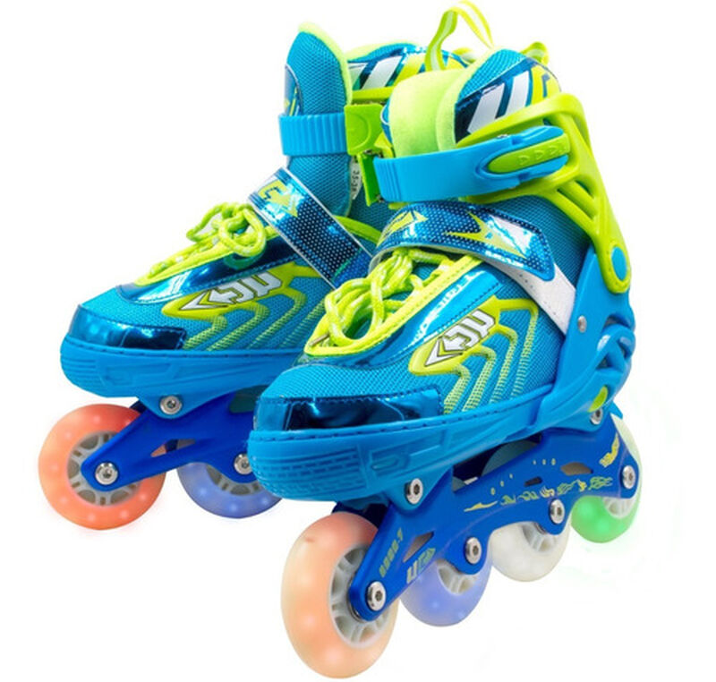 Patines En Linea Pro Azul Ni&ntilde;os Luz Led + Equip... image number null