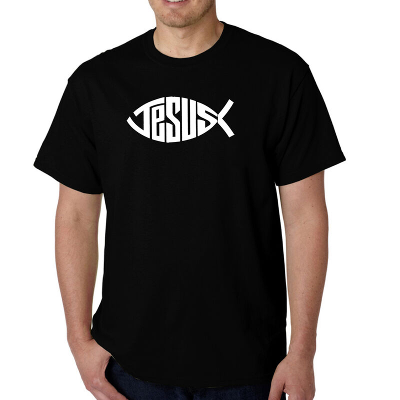 Camiseta Word Art Para Hombre - JESUS FISH - Ne... image number null
