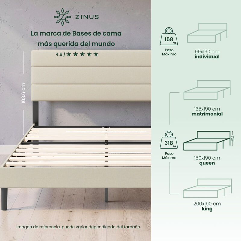 Zinus Piper | Cama Con Dise&ntilde;o En L&iacute;neas Queen S... image number null