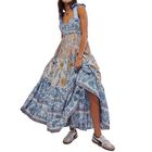 Vestido Abyovrt Floral Maxi Con Tirantes Ajustables Estilo Boho - Talla L