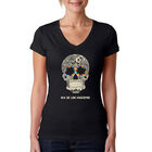 Camiseta De Cuello En V Word Art Para Mujer - D&iacute;a de Muertos- Negro