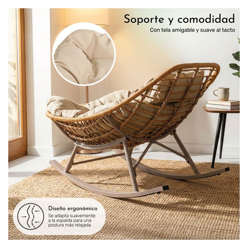 Silla Mecedora Nido Jardimex Comoda Con Cojines... image number null