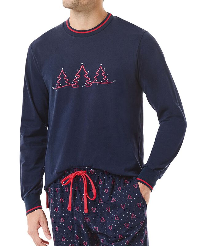 Pijama El&aacute;stico de Punto Azul Marino image number null