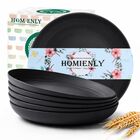 Platos de Cena Homienly 25 cm Set de 6 Negro Fibra de Paja de Trigo