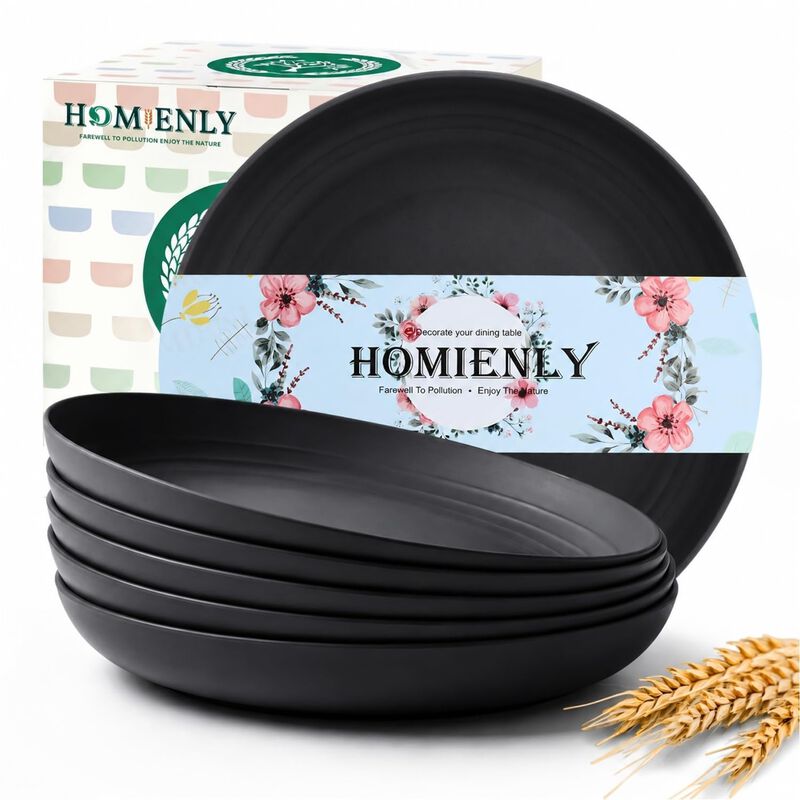 Platos de Cena Homienly 25 cm Set de 6 Negro Fi... image number null