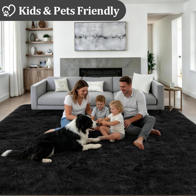 Alfombra Luxturiy 150 cm X 91 cm Negra De Pelo ... image number null