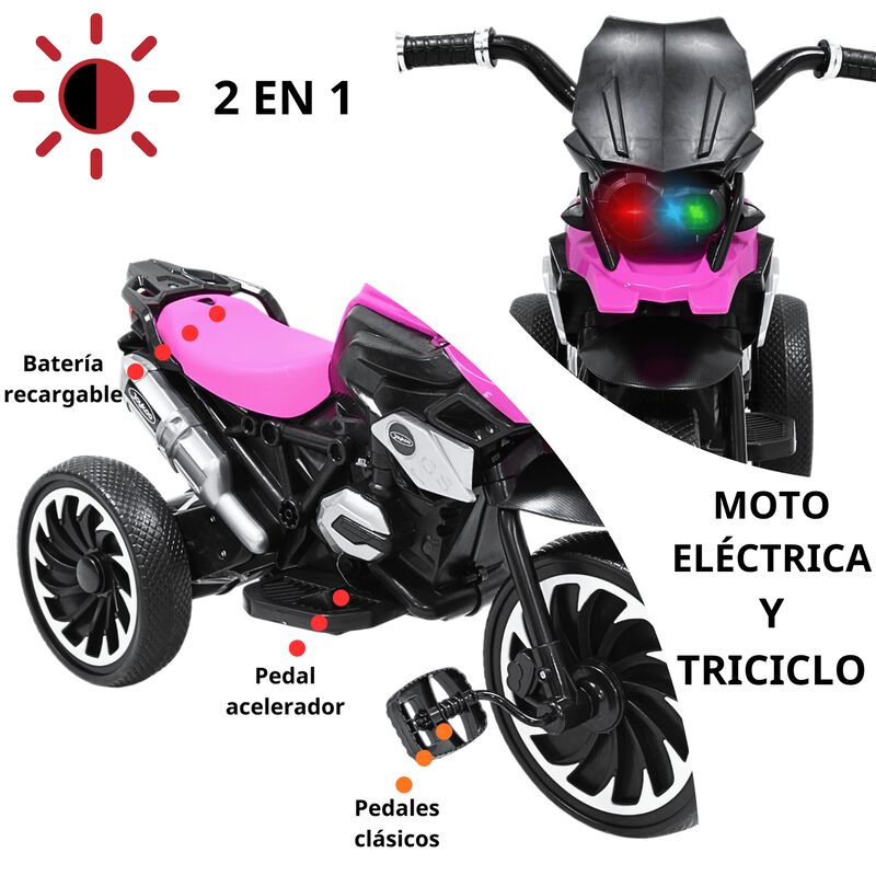 Moto Montable El&eacute;ctrica para Ni&ntilde;os Triciclo H&iacute;b... image number null