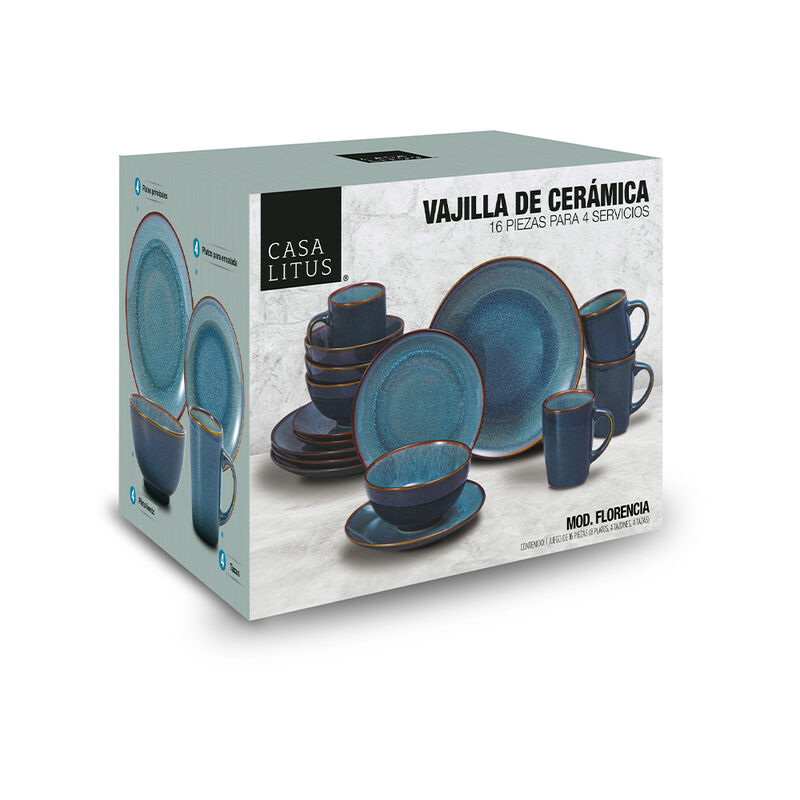 Vajilla de Cer&aacute;mica Gres 4 Personas 16 Pz. Reac... image number null