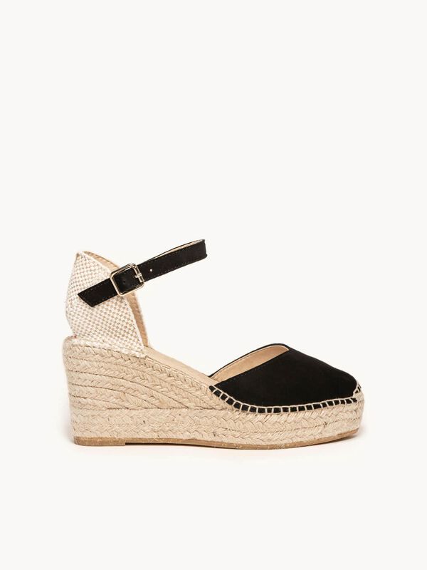 Alpargata Jara Cu&ntilde;a Media Plataforma Ante Negro image number null