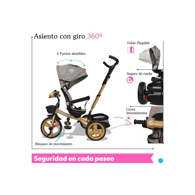 Triciclo Evolutivo 7 En 1 Acero Con Asiento Gir... image number null
