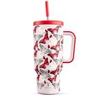 Vaso T&eacute;rmico Meoky 1200 ml Con Asa Y Pajilla &ndash; Dise&ntilde;o Mariposa Roja