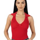 Blusa Casual Mujer Moderna Tejido Acanalado BL-1032 Rojo Stretch