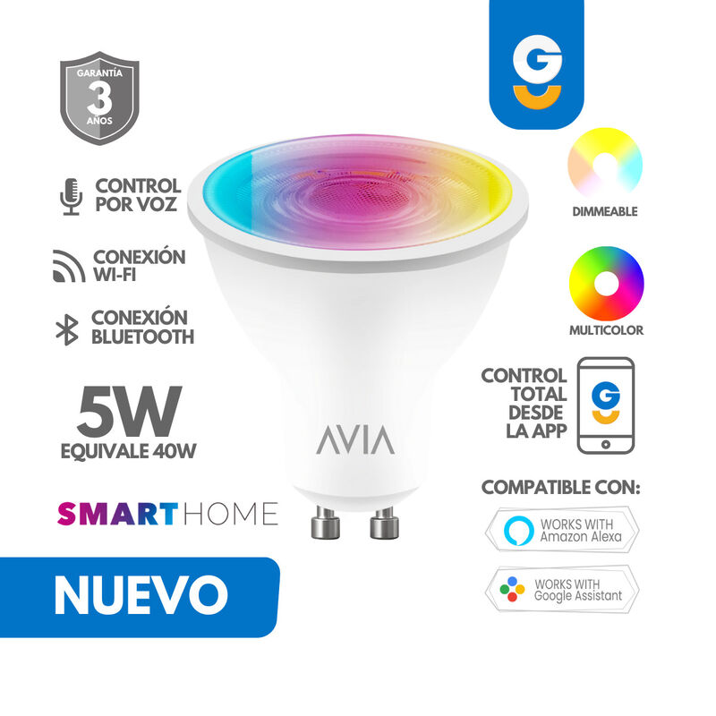 Pack 5 piezas Foco Led Dicroico 5w Inteligente ... image number null