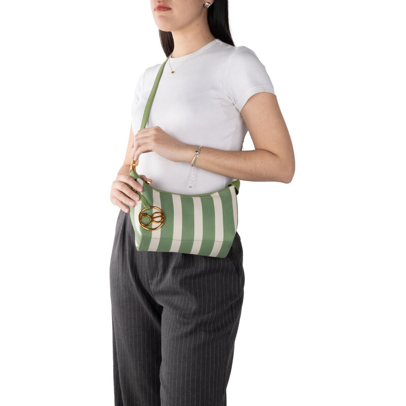 Bolsa Hobo Chica Con Dise&ntilde;o Rayas Color Verde-b... image number null