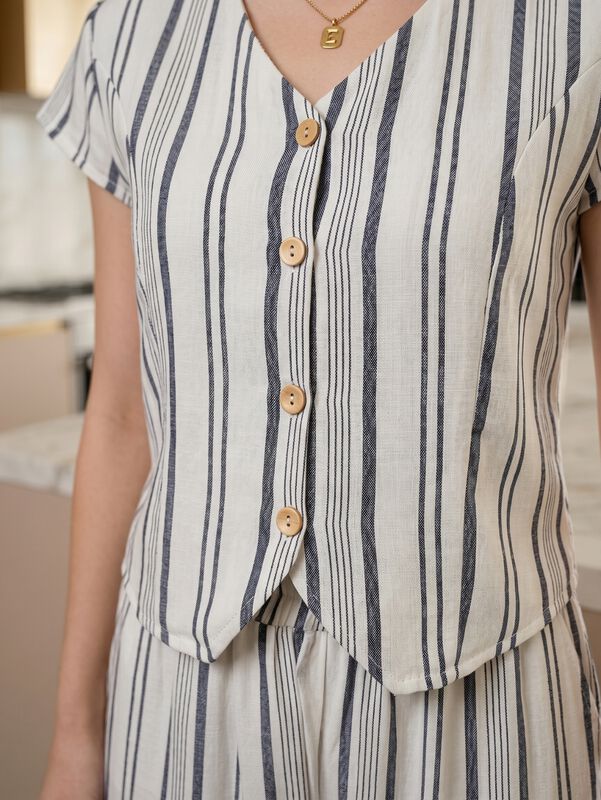 Conjunto 2 Piezas, Pantal&oacute;n Recto Y Blusa De Bo... image number null