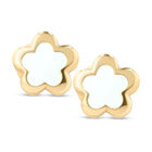 Broqueles De Flor De Oro Amarillo 14k Con Nacar