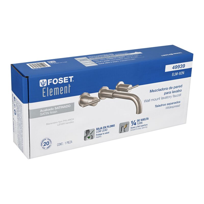 Mezcladora Satín de Pared para Lavabo Foset Ele... image number null