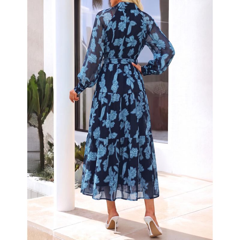 Vestido Maxi Floral Zesica XL Azul Polvo image number null