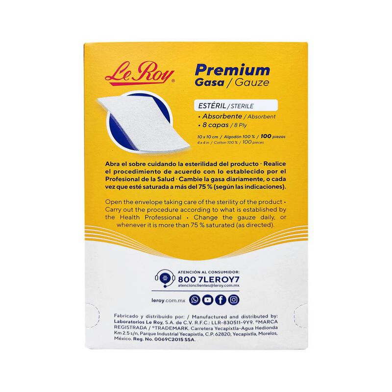 Gasa Premium 10m X 10cm Le Roy Caja Con 100 Pzs image number null