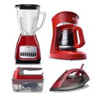 Combo Oster 2211084 Licuadora + Cafetera + Batidora + Plancha Roja ORT