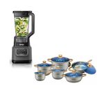 Combo Licuadora Ninja BE200LAA + Bateria Perla E003EP Esmeralda 12 Pzas Inox ALB/syp