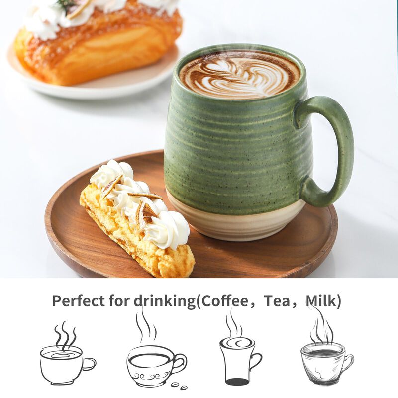 Taza De Caf&eacute; Hasense 591 ml Verde Y Beige De Ce... image number null