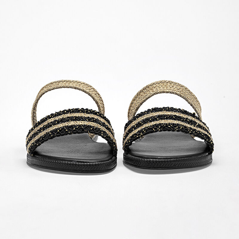 Moramora sandalia piso para mujer negro dorado ... image number null
