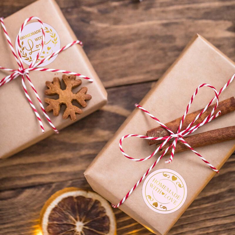 Pack de 500 pegatinas con foil dorado "hecho en... image number null