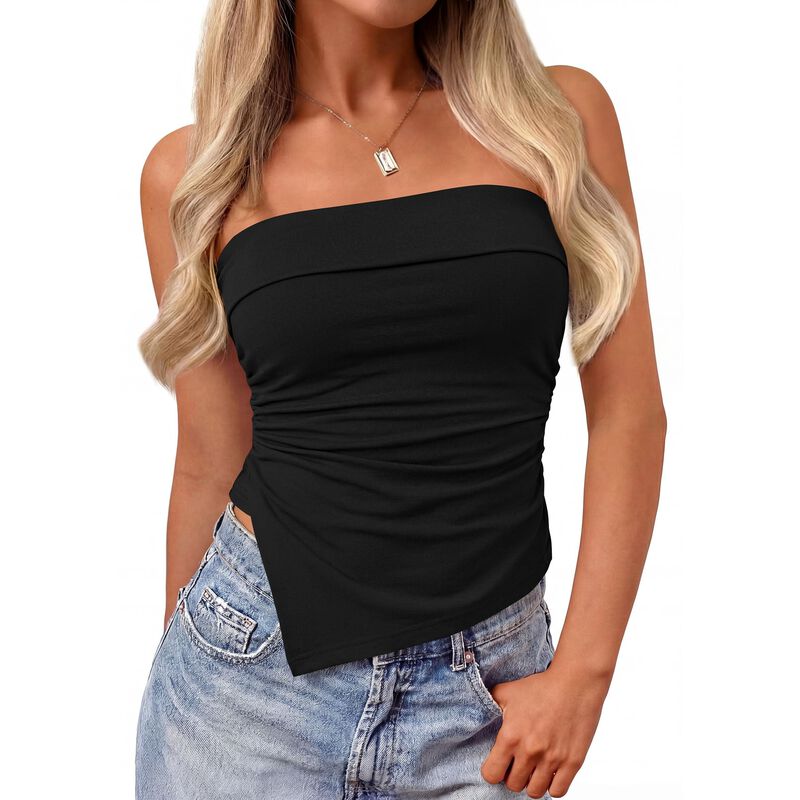 Top sin Tirantes Prettygarden Negro S, Asim&eacute;tri... image number null