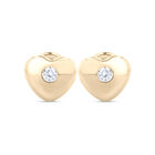 Broqueles De Corazon En Oro Amarillo 14K Con 6.5Pts De Diamante (2Mm Aprox)