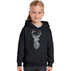 Sudadera Con Capucha Word Art Para Ni&ntilde;a - Tipos De Ciervos - Negro
