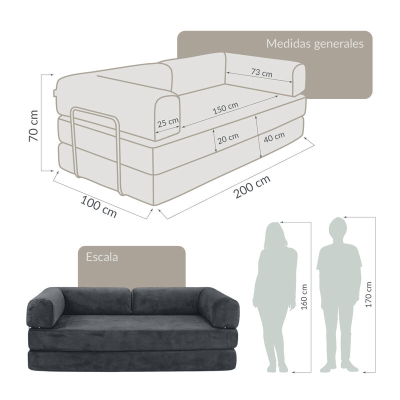 Sof&aacute; Espuma Alta densidad TENKA Dark Grey 2 pla... image number null