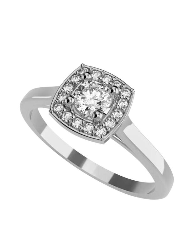 Anillo de Compromiso en Oro Blanco 10K con Circ... image number null