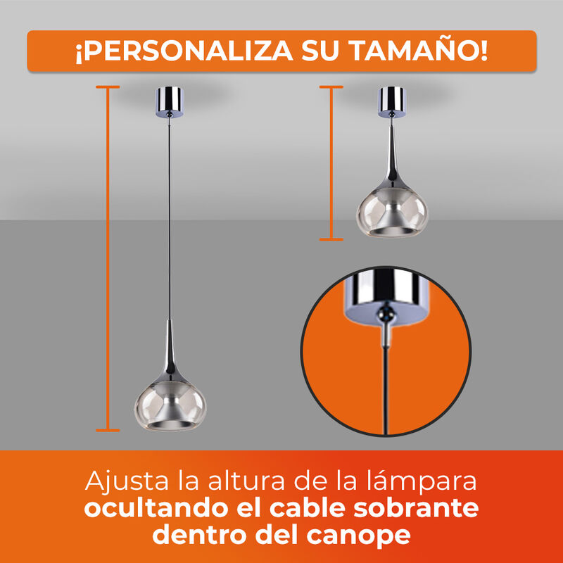 L&aacute;mpara Colgante Lamina De Acero Satinado 20w 1... image number null