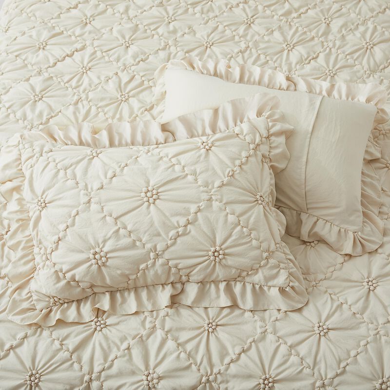 Juego De Edred&oacute;n Bedazzled, Tama&ntilde;o Queen, Beige... image number null