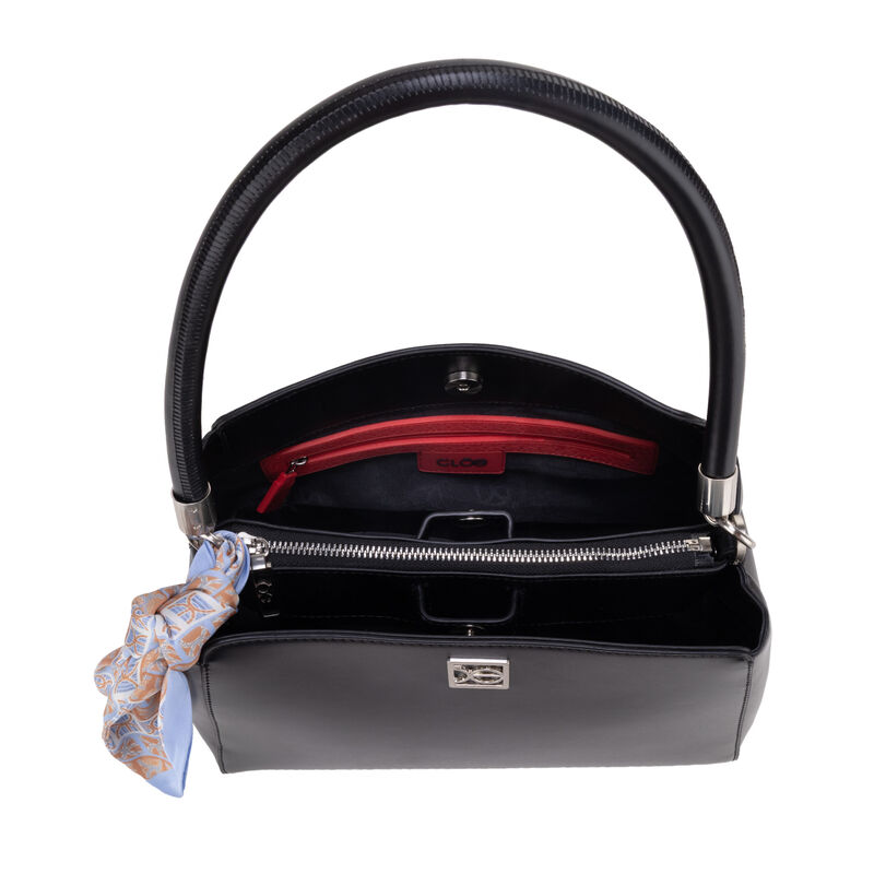 Bolsa Satchel Mediana Con Mascada Color  Negro image number null
