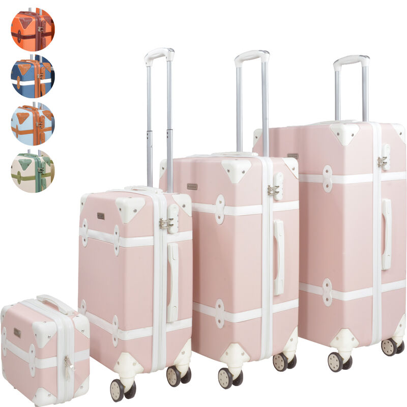 Set 4 Maletas Vintage Rosa Retro Tipo Baul image number null