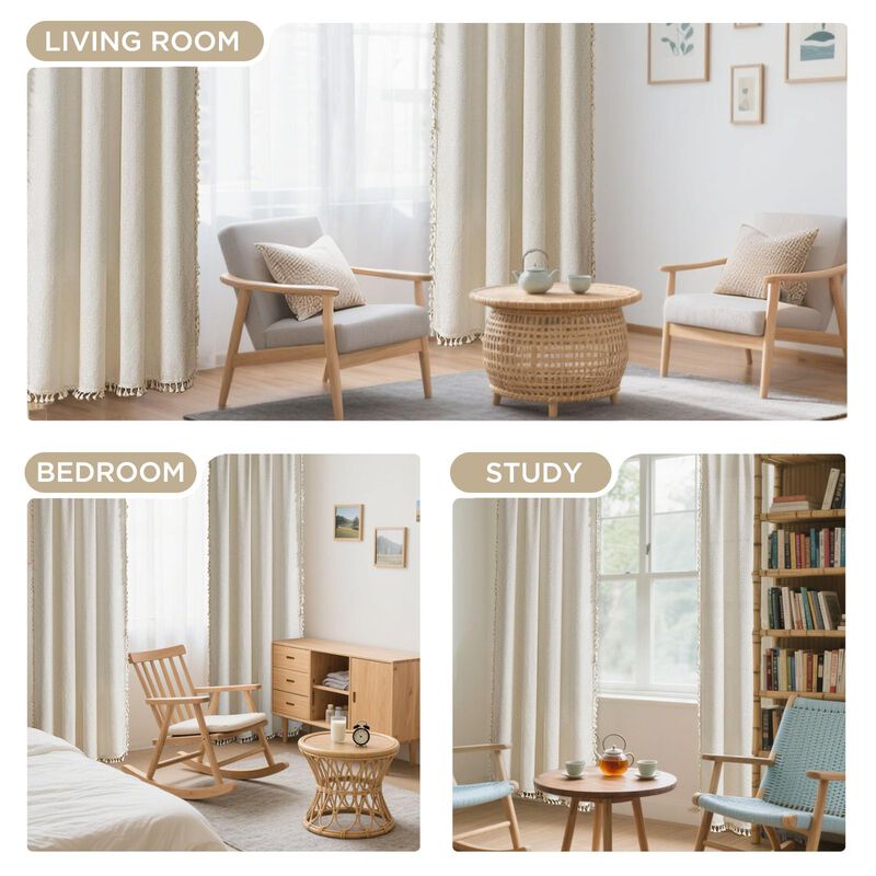 Cortinas Joydeco Beige Boho De 213 Cm De Longit... image number null