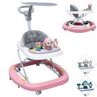 Andadera para Bebé Mecedora Mono Musical Bastón Dirigible Alturas Ajustables Plegable Tapete Brincolín - Rosa