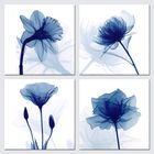 Lienzo Decorativo Pyradecor Con Forma De Flor Parpadeante Azul, 4 Paneles