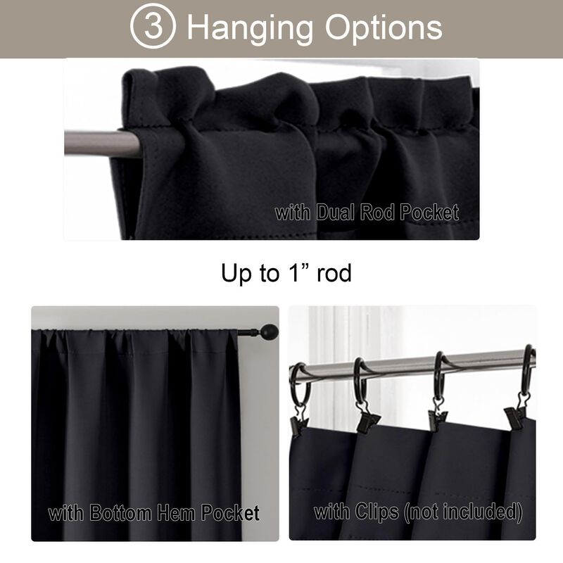 Cortinas Tipo Panel Gwine 61 cm Negro, Juego De... image number null
