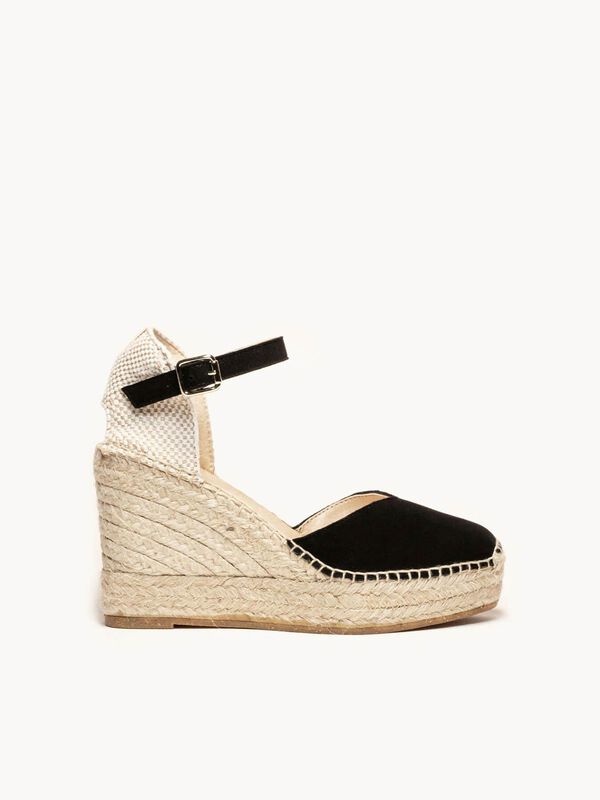 Alpargata Cu&ntilde;a Alta Jara en Ante Negro image number null