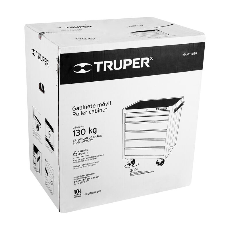 Gabinete Met&aacute;lico M&oacute;vil 6 Cajones Capacidad 130... image number null