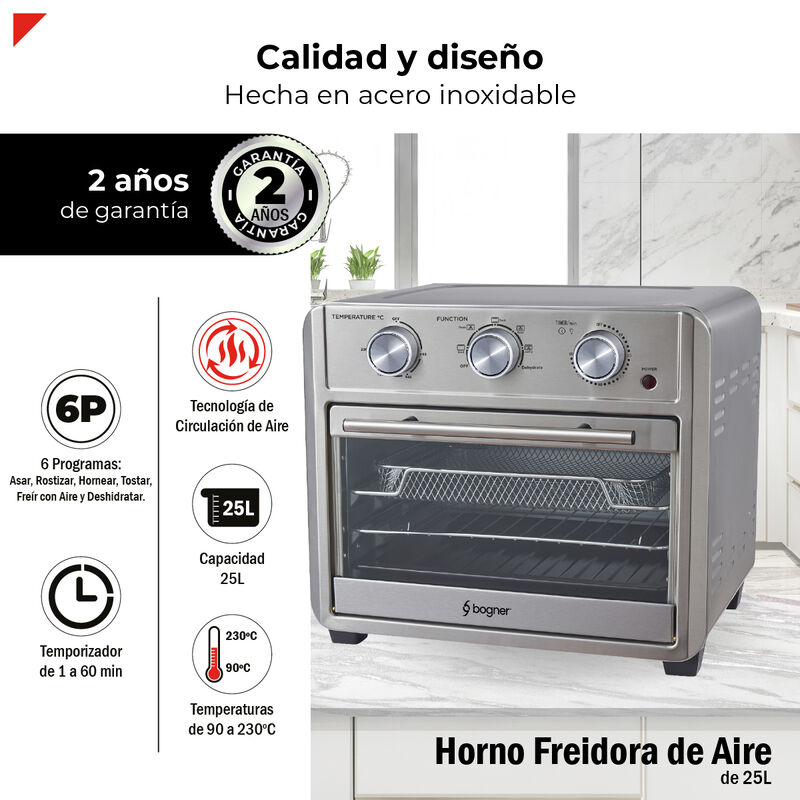 Horno Freidora De Aire Bogner 25l Baf25 6 En 1 ... image number null