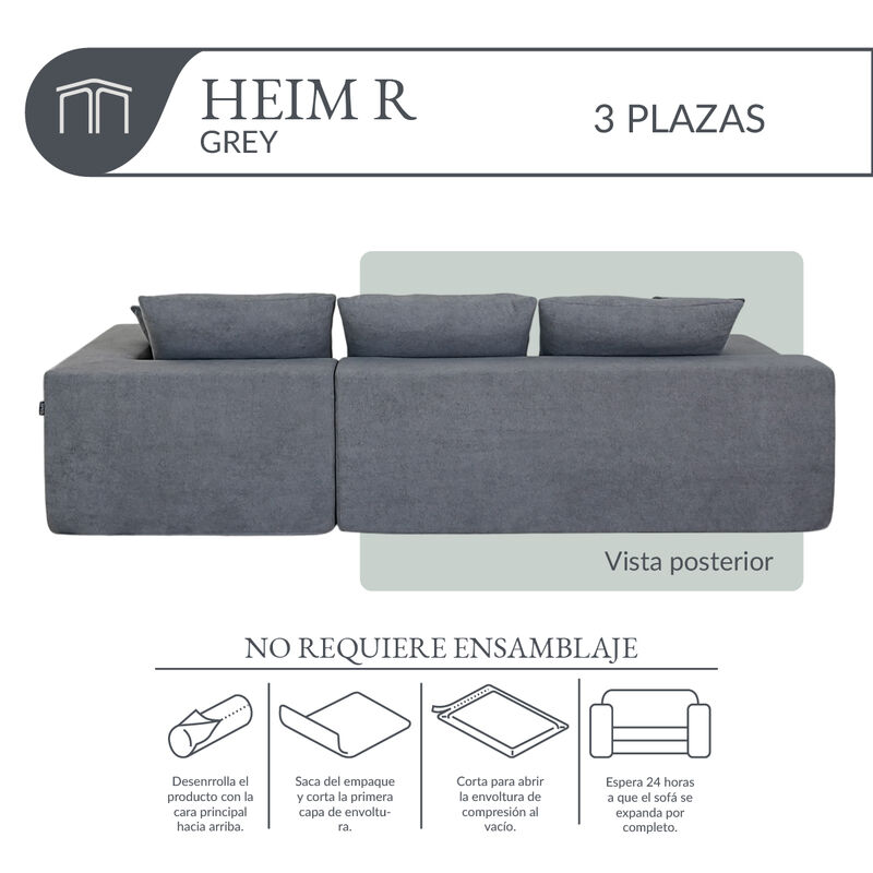 Sof&aacute; Espuma Alta densidad HEIM R Grey 3 plazas ... image number null