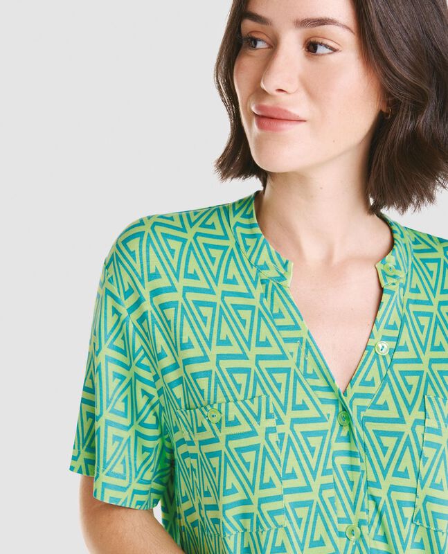 Vestido Geom&eacute;trico con Pata Verde image number null