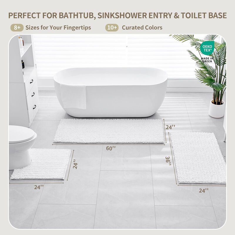 Alfombra De Ba&ntilde;o Ruggnovea 91 &times; 61 cm Blanca De... image number null
