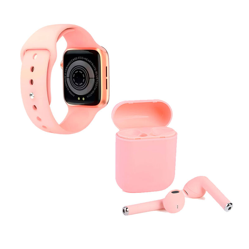 Kit smartwatch t500 y audífonos twins rosa image number null